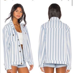 SHOW ME YOUR MUMU Striped Denim Jacket Sz S